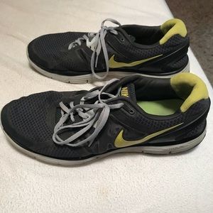 Black/Neon Nike Lunarglide running shoes.